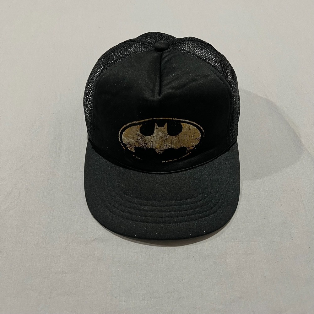 Vintage 80s DC Comics Mens Black Batman Foam Front Trucker Snapback Hat Cap OS